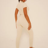 Cream Short Sleeve Jumpsuit